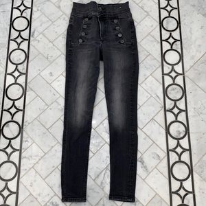 High-waisted Express gray skinny leans